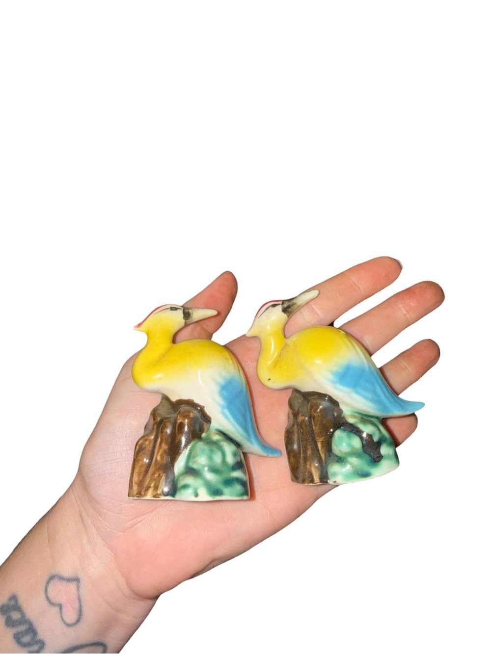 Vintage  Yellow & Blue Bird shakers